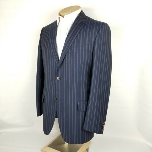 Etro Mens Suit 42R Blue Purple Stripe 2 Piece - Picture 3 of 12